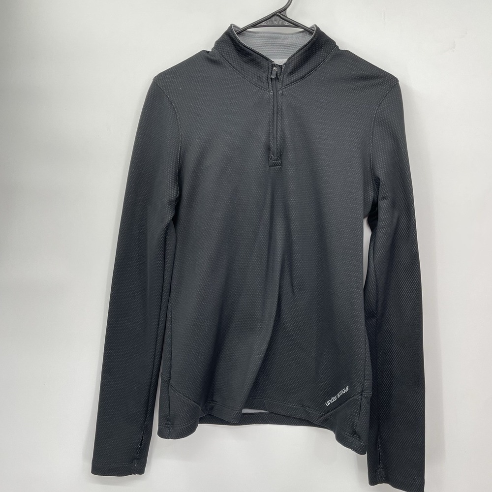 Under Armour LG ColdGear 1/4 Zip Pullover Womens Black Fitted Thumbhole Top